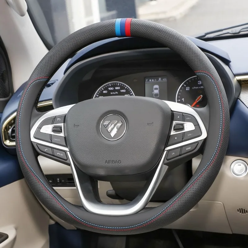 For Foton,O+D Type Nappa Leather Steering Wheel Cover,Fashion Design,Anti-Slip,Durable,37-38cm,Car Interior Accessories