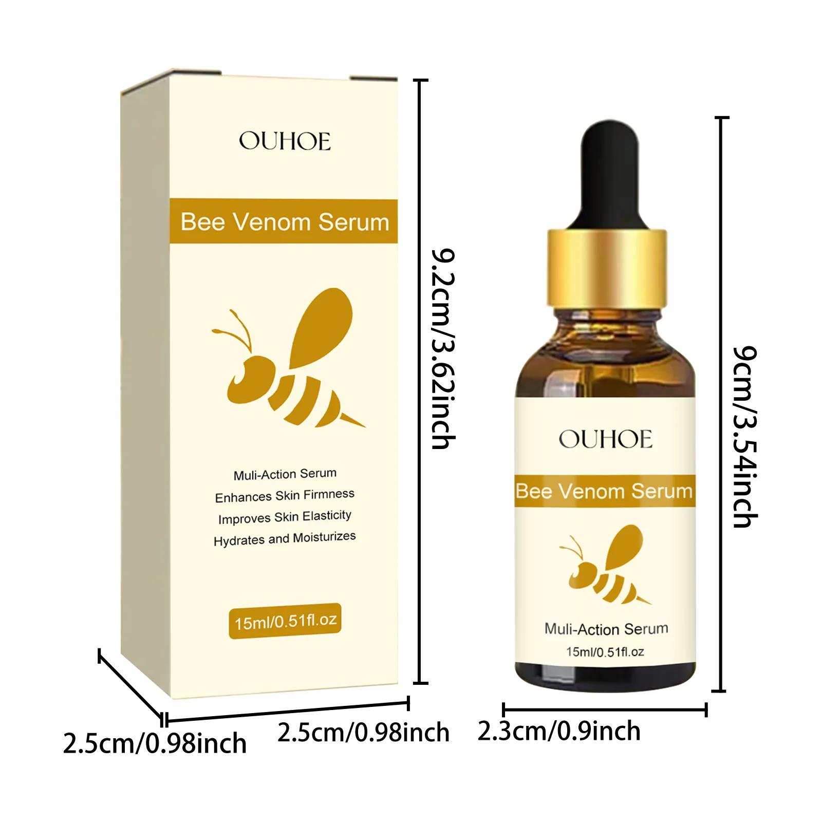 مصل سم النحل من OUHOE، تحسين البشرة الجافة وشد البشرة والخطوط الدقيقة وتجديد شباب سم النحل وسيروم الوجه