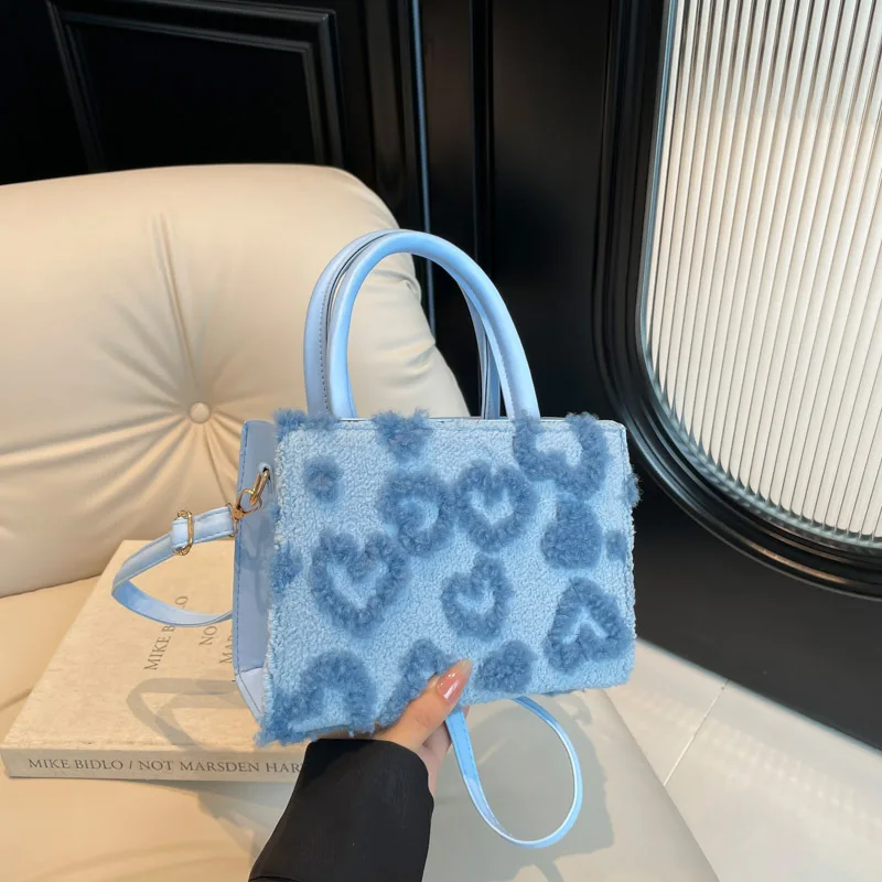 

​​2025 Summer Fluffy Square Bag for Women Trendy Mini Shoulder Purse Fashionable Plush Crossbody Handbag Stylish Cute Small