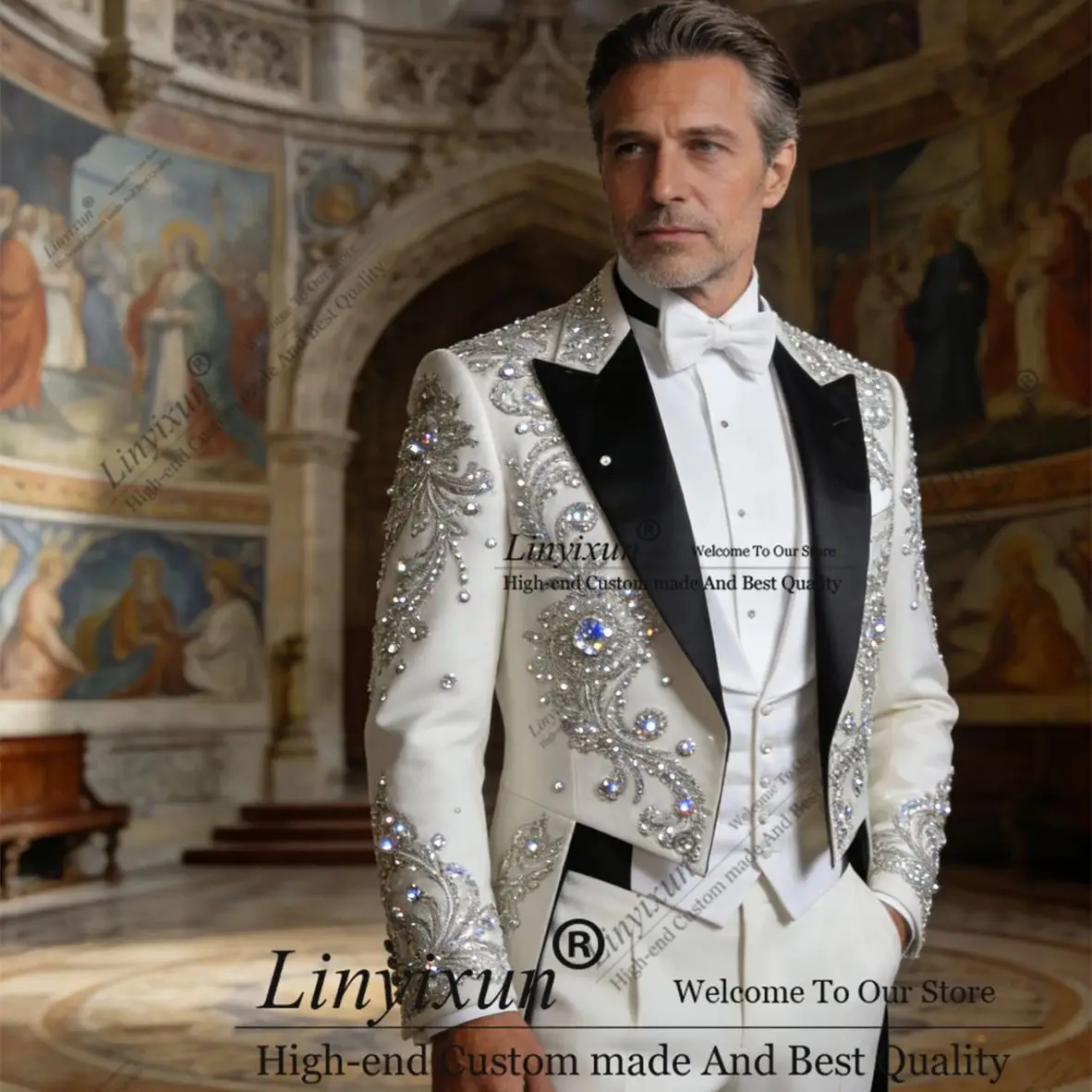 

Мужской костюм с блестящими стразами и бриллиантами, комплекты из 3 предметов, смокинги для жениха, индивидуальные мужские пиджаки на свадьбу, день рождения, облегающий костюм, Ropa hombre