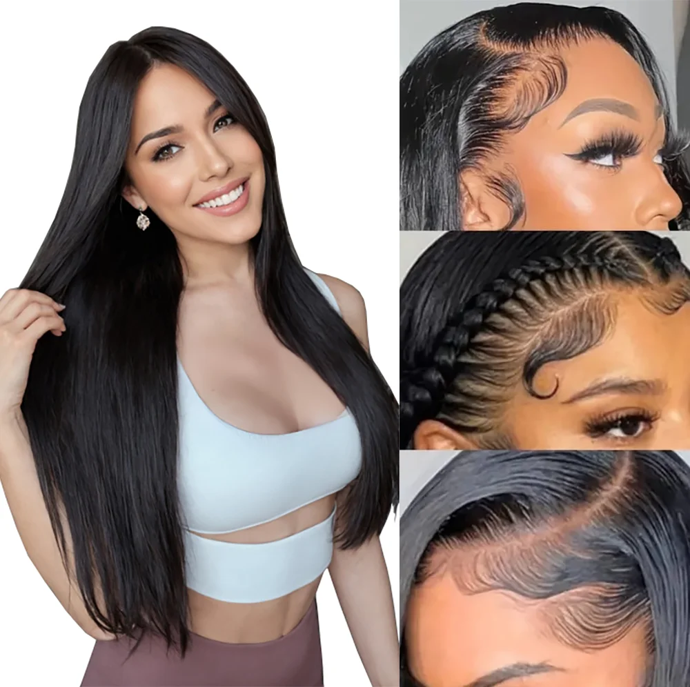 

18-26 Inch Black Long Straight Hair, 13×4 Front Lace Synthetic Hair, High-Quality Wig Suitable For Women'S Daily Gatherings