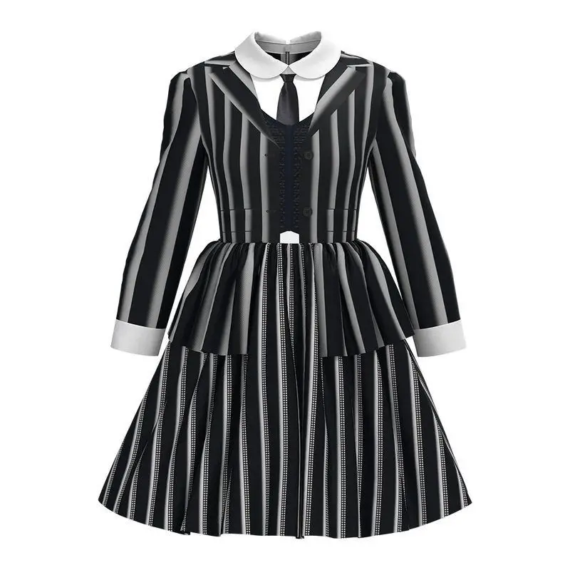 JiaMei New Wednesday Cosplay Costume Adams Fly Main Fem loween Children Stripe Play Dr Chinese Traditional Stage ...