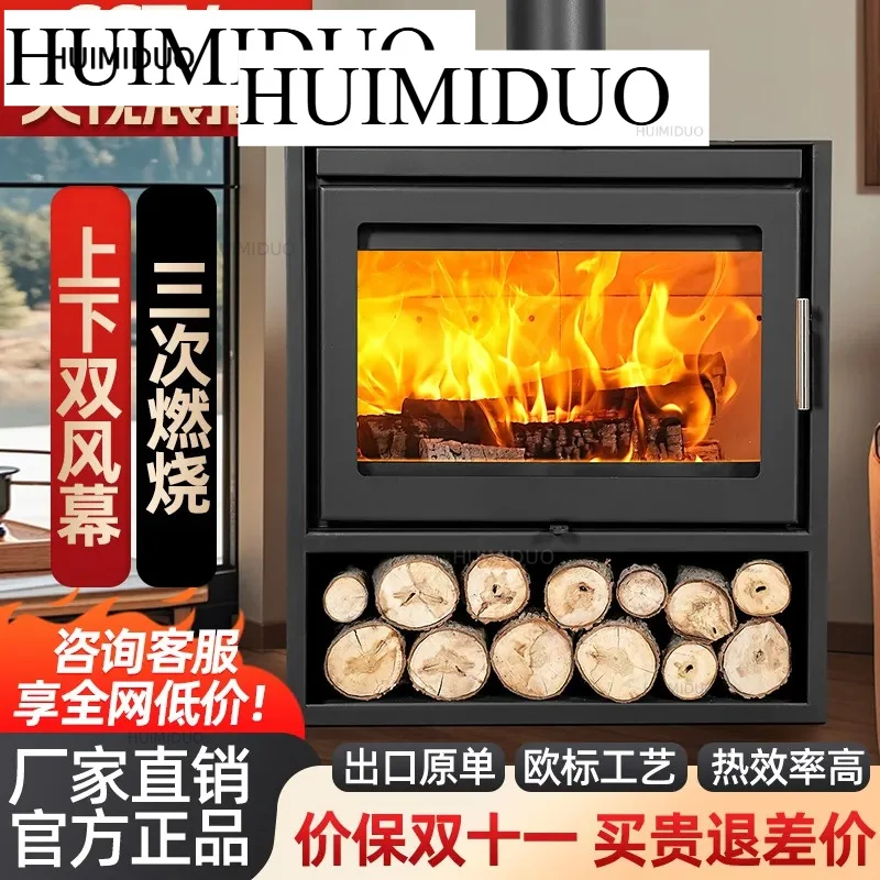 Retro European real fire fireplace burning wood firewood heating stove B & B villa rural self-built house decoration household