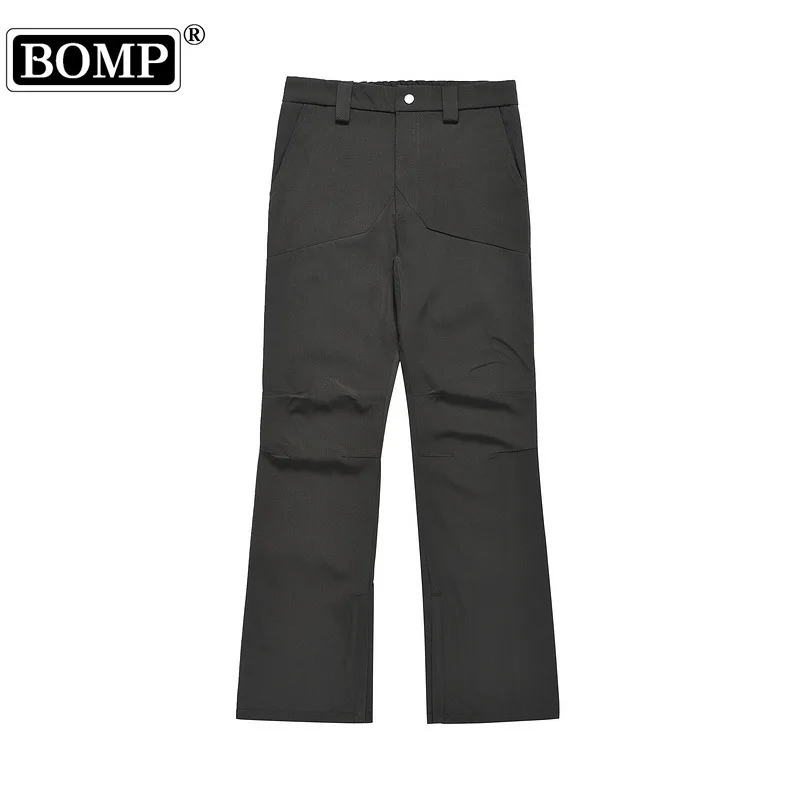 Pleated High-end Slightly Flared Zipper Hem Design, Slim Fit Trousers, Casual Pants