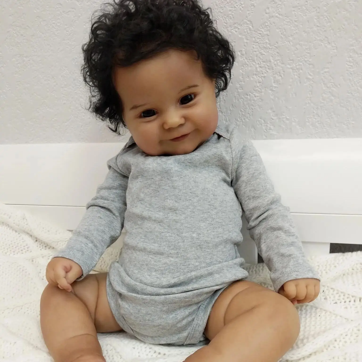 

50CM Stuffed Body Silicone Vinyl Bebe Reborn Maddie Black Doll Girl Toddler Lifelike African American Baby Doll