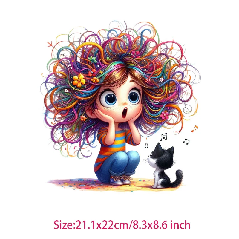 Creative vogue Afro Girl Princess head Iron On Heat Transfer Sticker For Clothes Pinted Vinyl Thermal Washable T-Shirt Applique
