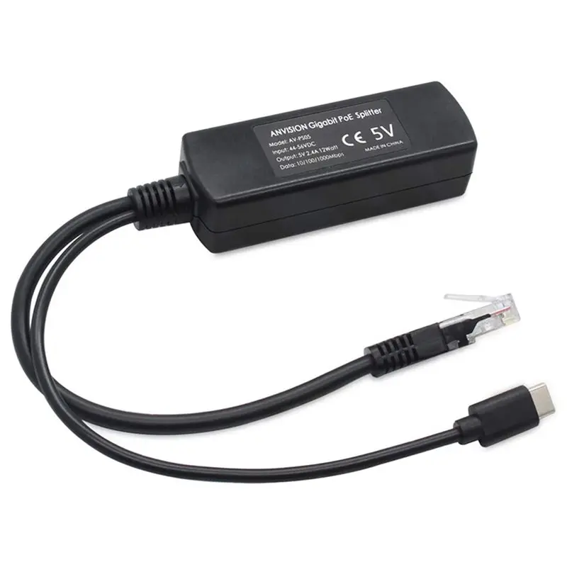 6-Pack 5V Gigabit Poe Splitter, USB Type C, 48V To 5V 2.4A Adaper, IEEE 802.3Af Compliant