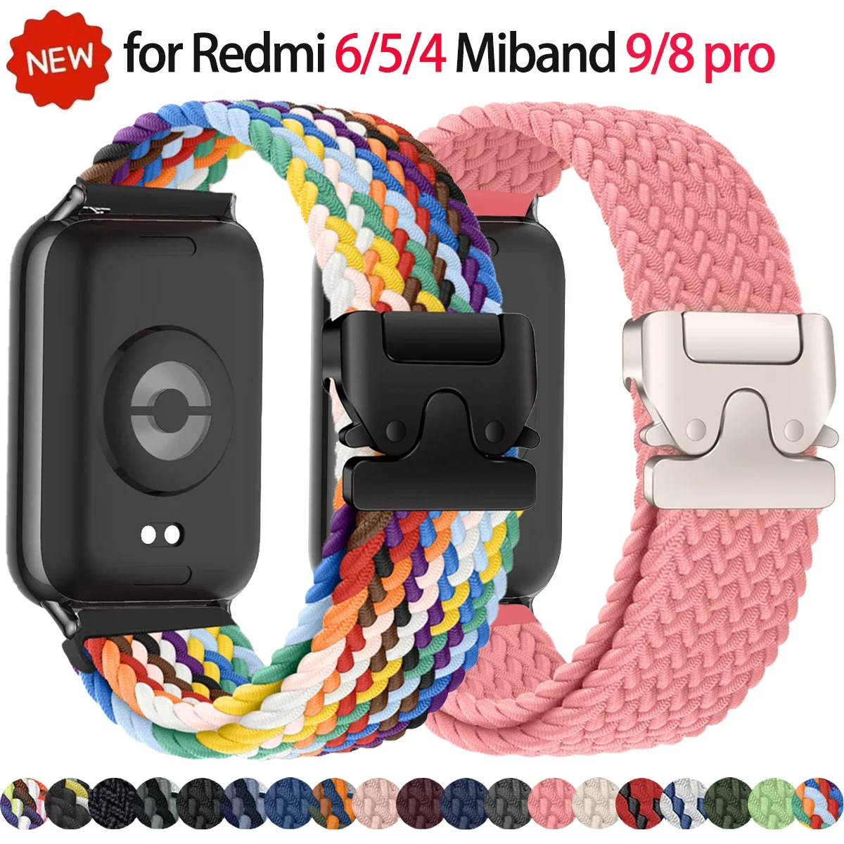 Fallschirm Geflochtene Solo Loop Für Redmi Uhr 4 5 6 Nylon Strap Für Xiaomi Mi band 9 Pro/8Pro Smartwatch Sport Armband Correa