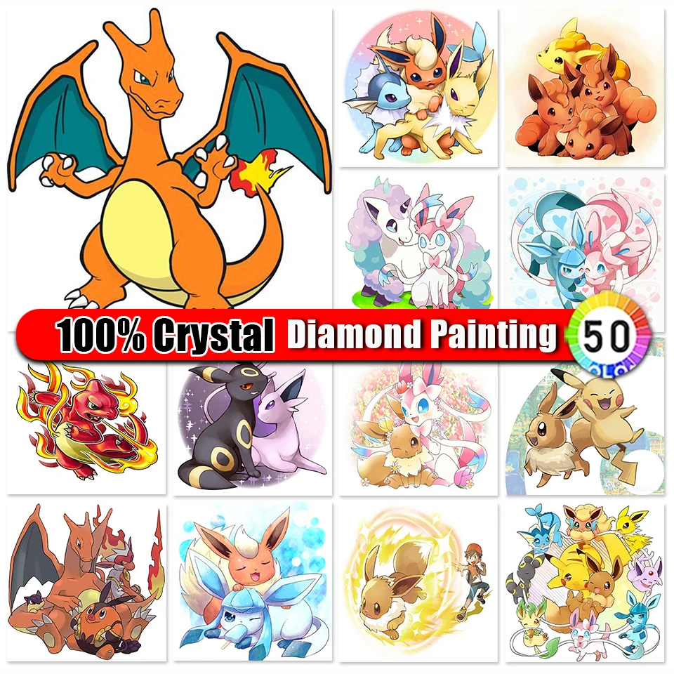 

100% Crystal Diamond Painting Pikachu 5D DIY Diamond Embroidery Cute Pokémon Cross Stitch Anime Pictures Home Decoration Gift