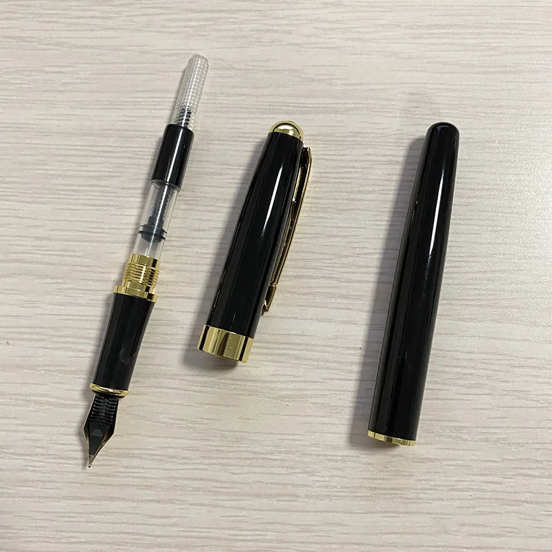 Stylo plume noir avec logo personnalisé, plume d'entreprise, RapMetal, 0.5mm, accepté, vente en gros