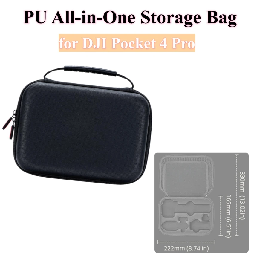 Black All-in-One Storage Bag for DJI Pocket 4 Pro PU Crossbody Bag Accessories
