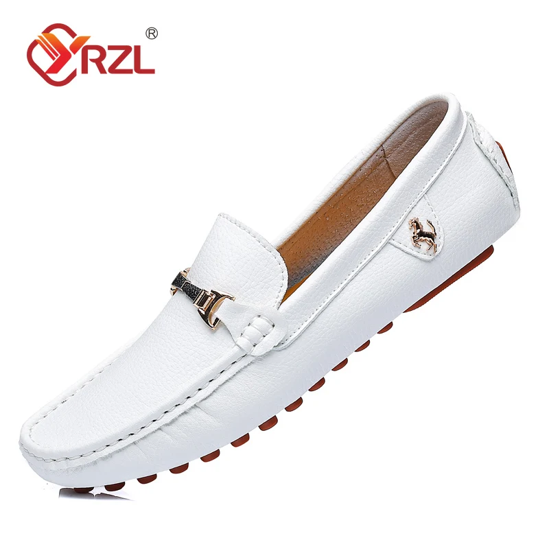 YRZL Handmade Leather Casual Men Shoes Design Loafers Man Comfortable Slip on Men Loafers Hot Sale Moccasins Driving Shoes