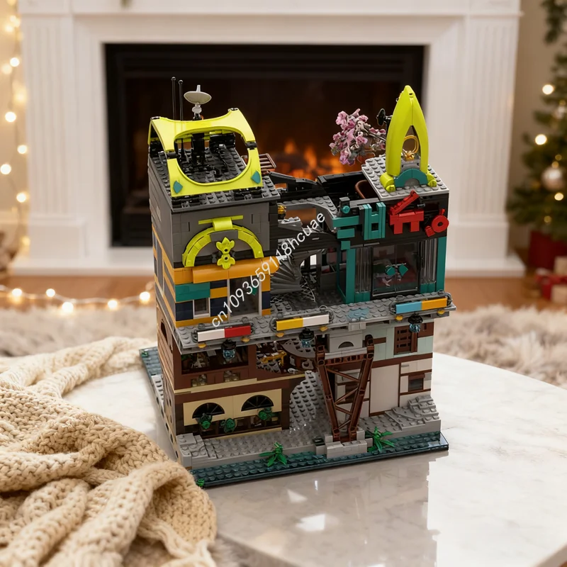 2324-teiliges MOC Ninjia City Aufzug Teil II Modellbausatz Architektur-Bausatz Kreatives Spielzeug für Feste Geschenke Bildung