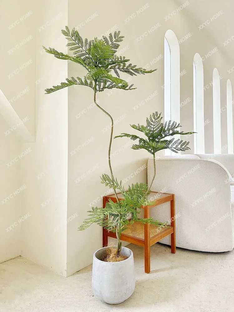 Simulation Green Plant Jacaranda Mimosifolia Living Room Bedroom Silent Wind Slightly Luxury Decoration Bionic Artificial Plant