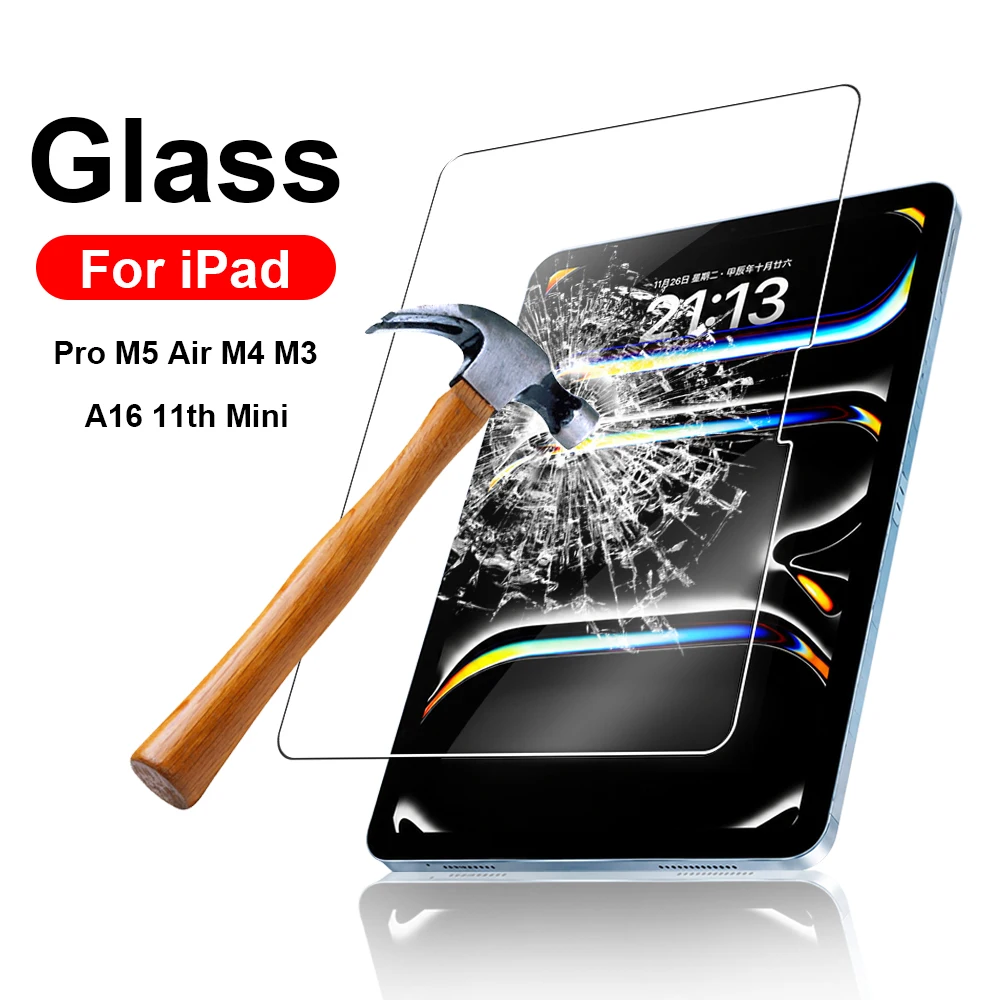 Screen Protector For iPad A16 11th Air 4 5 11 M4 M3 M2 Pro 12.9 13 M5 2026 9th 10th 10 9 Generation Mini 7 6 Tempered Glass Film