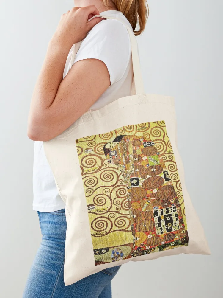 Fulfillment The Tree of Life by Gustav Klimt Detail - Gold Tote Bag tote bag woman Beach bag female Custom