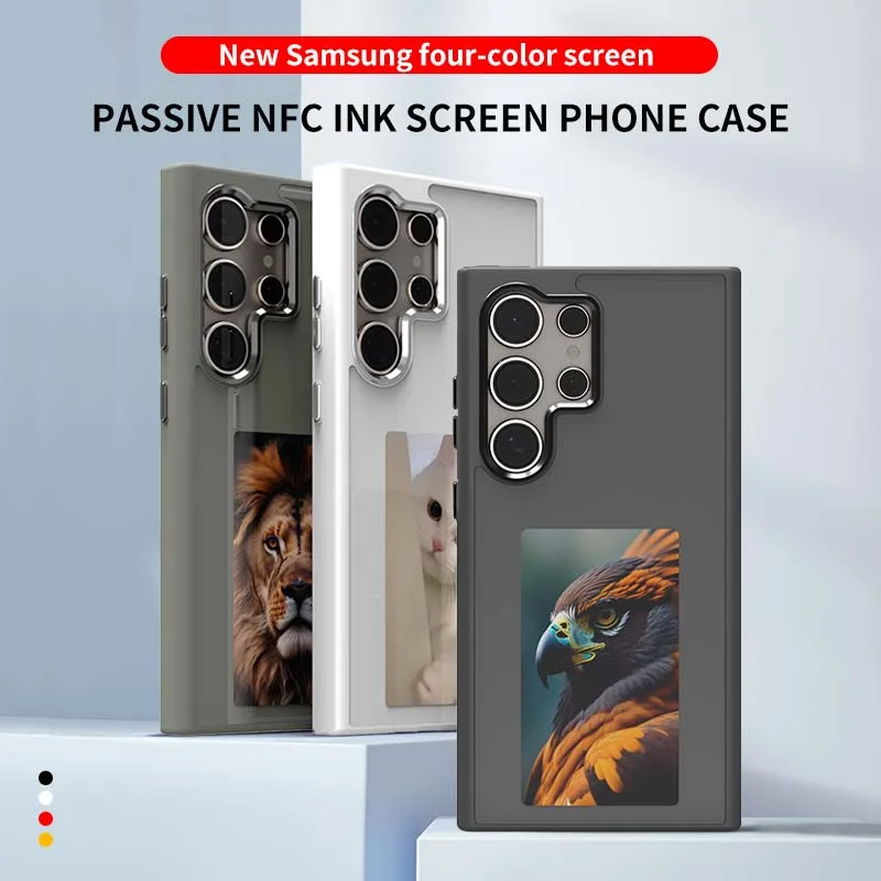 

New Generation Diy AI Smart Ink Screen Projection Phone Case for Samsung S24 Ultra High End Frosted Case NFC