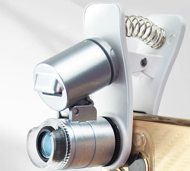 

10-кратная лупа для телефона с зажимом для камеры и светодиодной подсветкой, ручная лупа для ювелирных изделий с точечной печатью