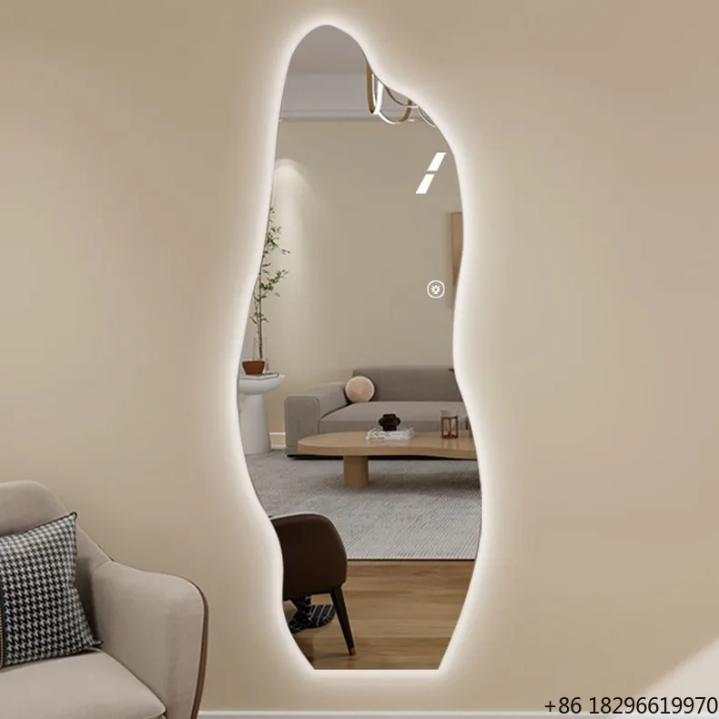 

Custom Irregular Borderless Full Length LED Illuminated Bathroom Mirror Luminous Decorative Vanity Mirror
