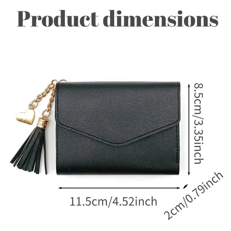 Pomelo Best Compact Trifold Wallet for Women Snap Closure Card Holder with Tassel for Daily Use