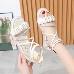 Flat Cross Strap Sandals for Comfortable and Breathable Casual Women's Shoes 2024 New Fashionable and Lightweight Sports Sandals