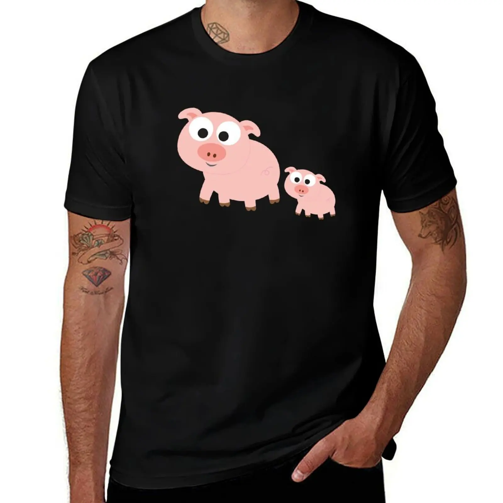 Cute pig and piglet T-Shirt Lightweight Hiking T-Shirt