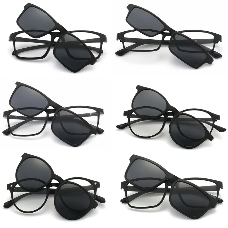 선글라스에 5PCS 자기 편광 클립 밤 운전 선글라스 UV400에 대 한 여성 남성 플라스틱 프레임 