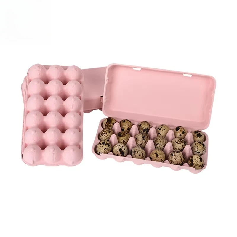 25Pcs Biodegradable Wholesale White and Black Pulp Carton 18-hole Quail Egg Tray Box for Bulk Transportation of Quail Eggs