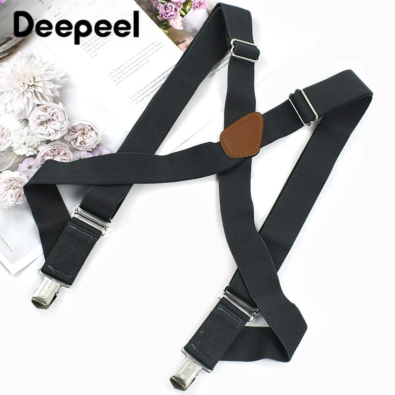 deepeel-35-125cm-xバック調整可能な伸縮性メンズサスペンダー、2つのクリップ付き、結婚式スーツ、ジーンズ、パンツアクセサリー用