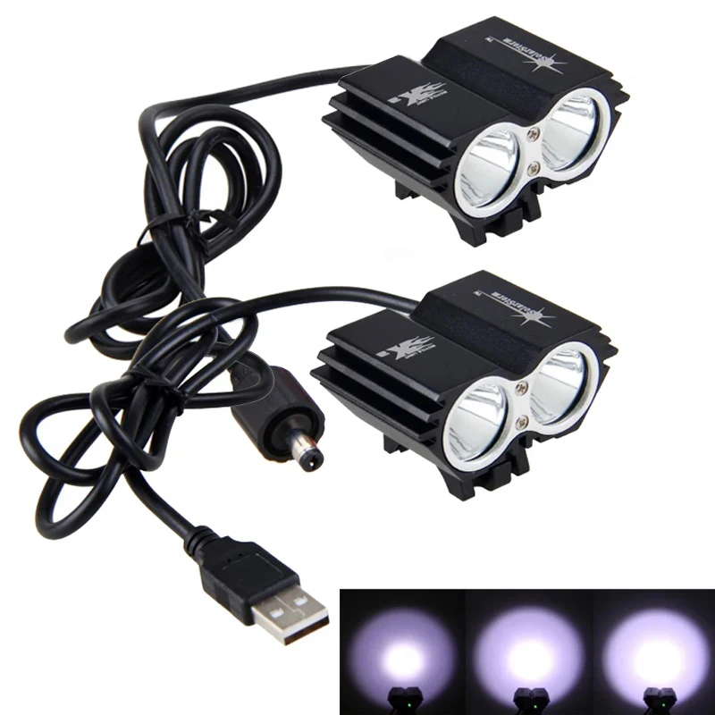 Waterproof USB Bike Light 8000LM LED Front Bicycle Headlight Dual Lamps for Cycling No Battery