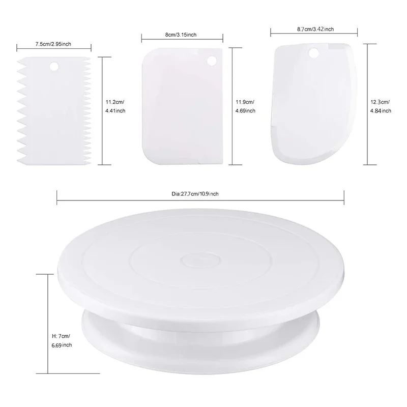11Inch Cake Turntable Set Icing Smoother Cake Leveler DIY Cake Stand Cream Spatula Decorating Tools Rotary Table Pastry Supplies