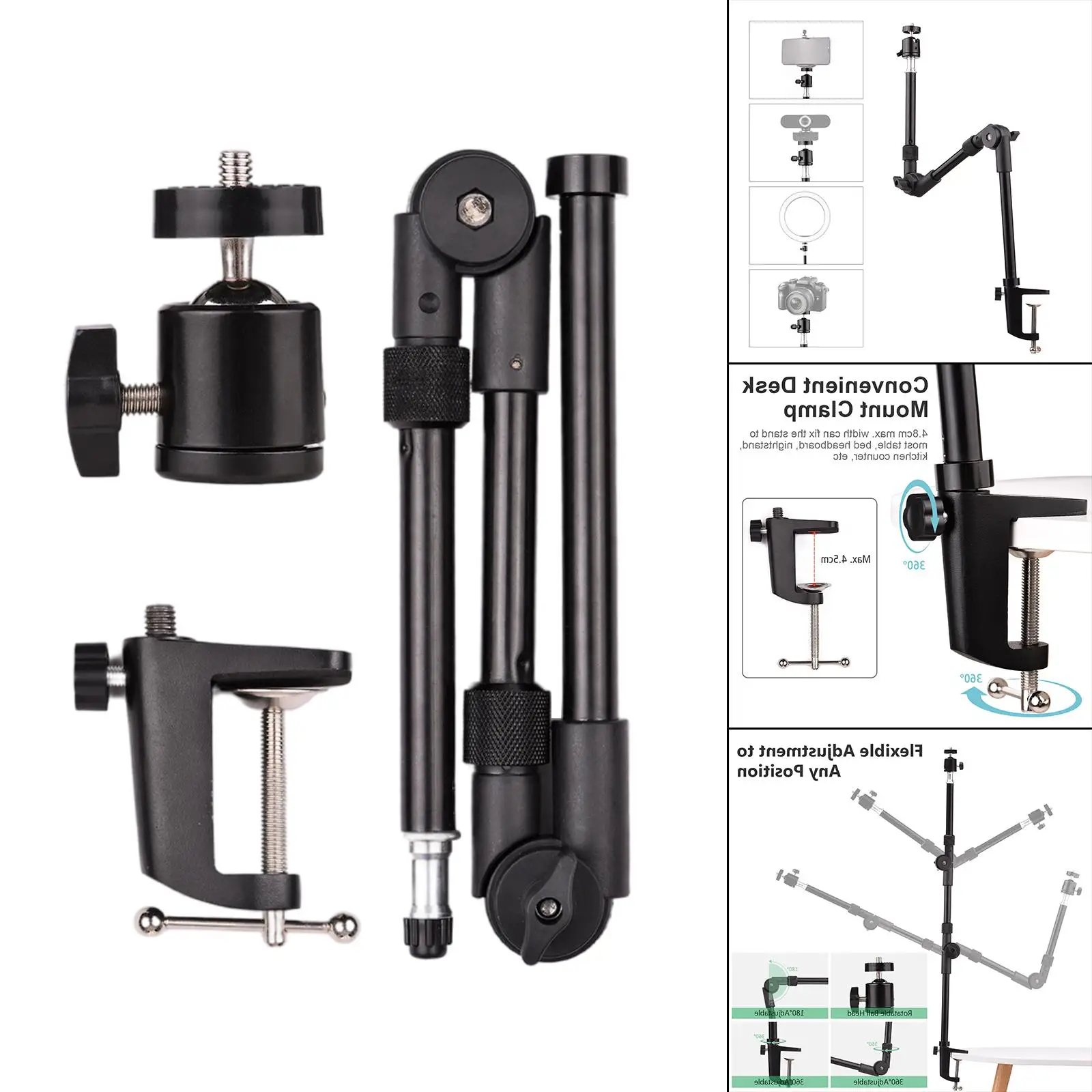 Akcesoria do uchwytów biurkowych Stojak Uchwyt na kamerę internetową Przestrzeń robocza Elastyczny uchwyt na telefon Biurko