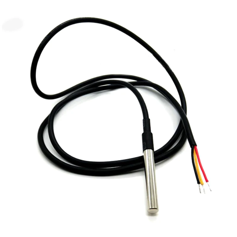 1M 2M 2.5M 3M DS18B20 Waterproof Digital Temperature Probe Temperature Sensor Stainless Steel Probe 1/2/2.5/3Meters Cable