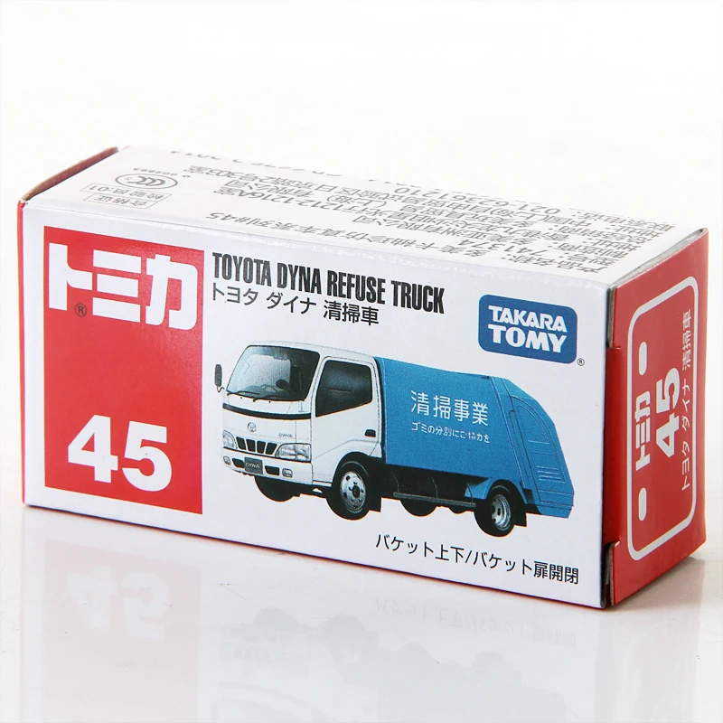 TAKARA TOMY-camión de basura fundido a presión de aleación de simulación, modelo de coche de juguete para niños, coche limpio Toyota N ° 45, juguete para niños, regalo de vacaciones para niños