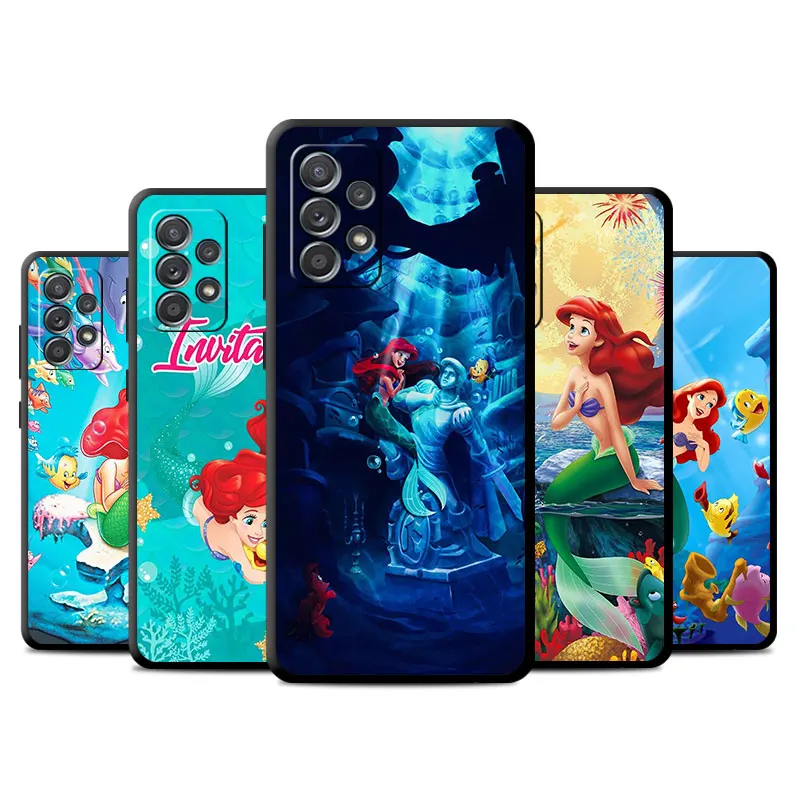 Case For Samsung Galaxy A53 A52 A51 A54 A12 A13 A14 A22 A32 A21s A33 A34 A24 A03 A02 A71 Phone Cover Cartoon The Little Mermaid