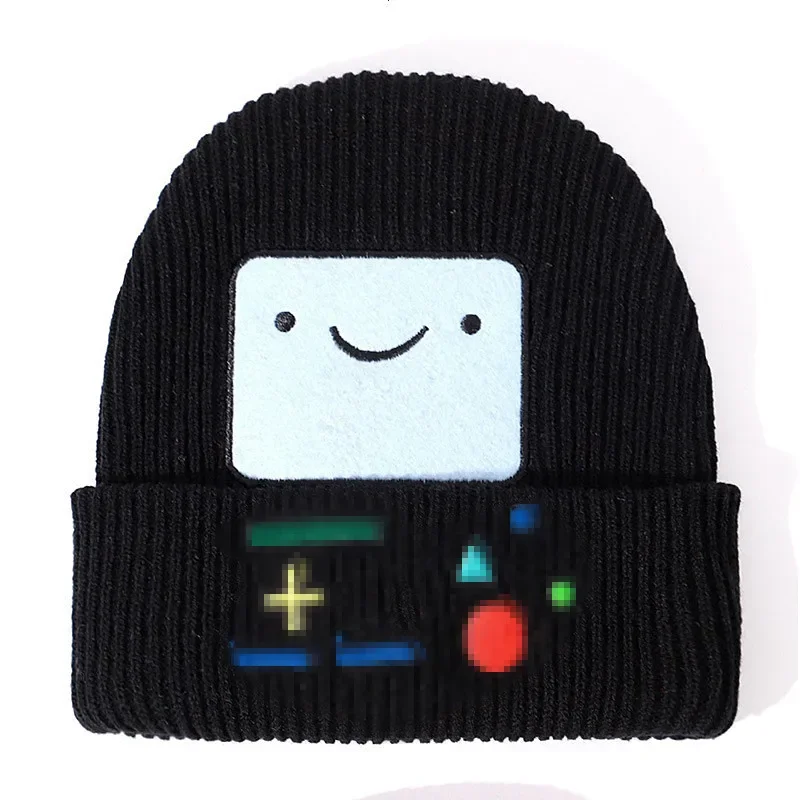 Adventure Time E8FA Cartoon Game Console Smiley Face Knitted Hat Warm   Winter  Beanie  Travel Foldable for