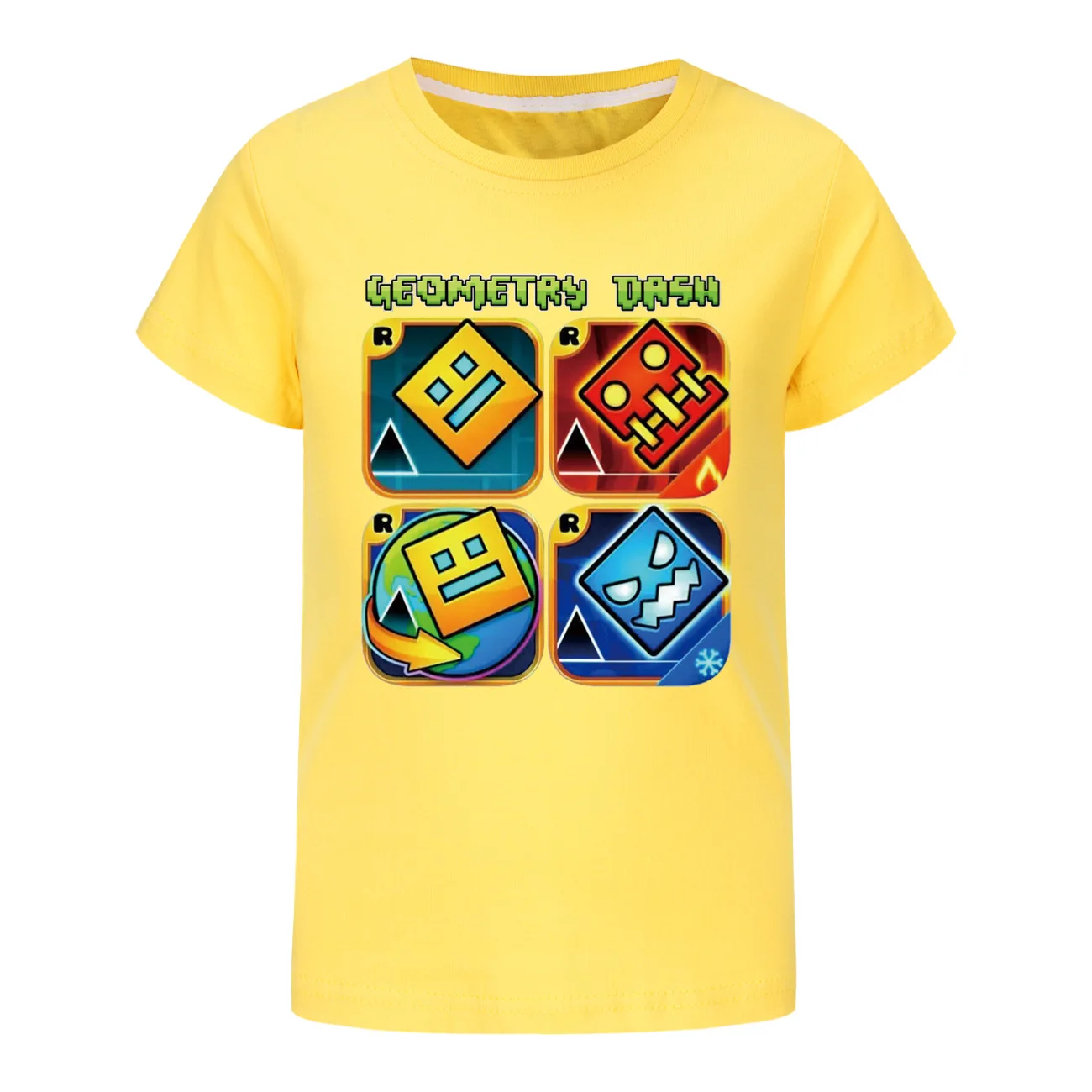 Geometry Dash TShirt Kids Cartoon Clothes Boys 100% Cotton T-shirt Children Fashion Clothing Toddler Girls Short Sleeve Tops