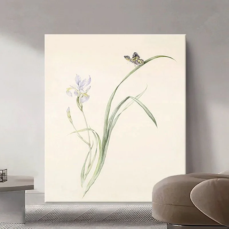 Orchid Butterfly Nordic Living Room Decoration Painting Pure Handmade Oil Painting For Home Decoration Bedroom Dining Room Safa