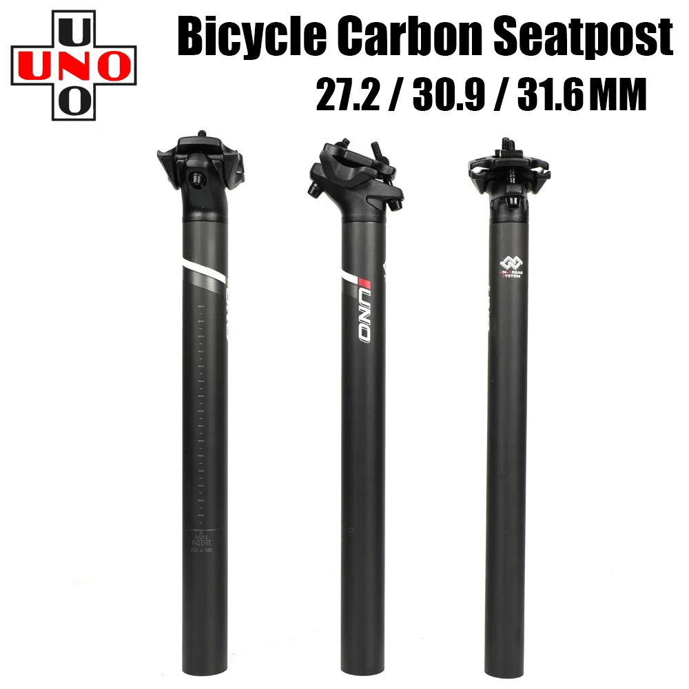 UNO Carbon Seatpost Mountain Bike 27.2/30.9/31.6mm Road Bike Seat Post MTB Ultralight Saddle Carbon Fiber Seat Tube Offset 10mm