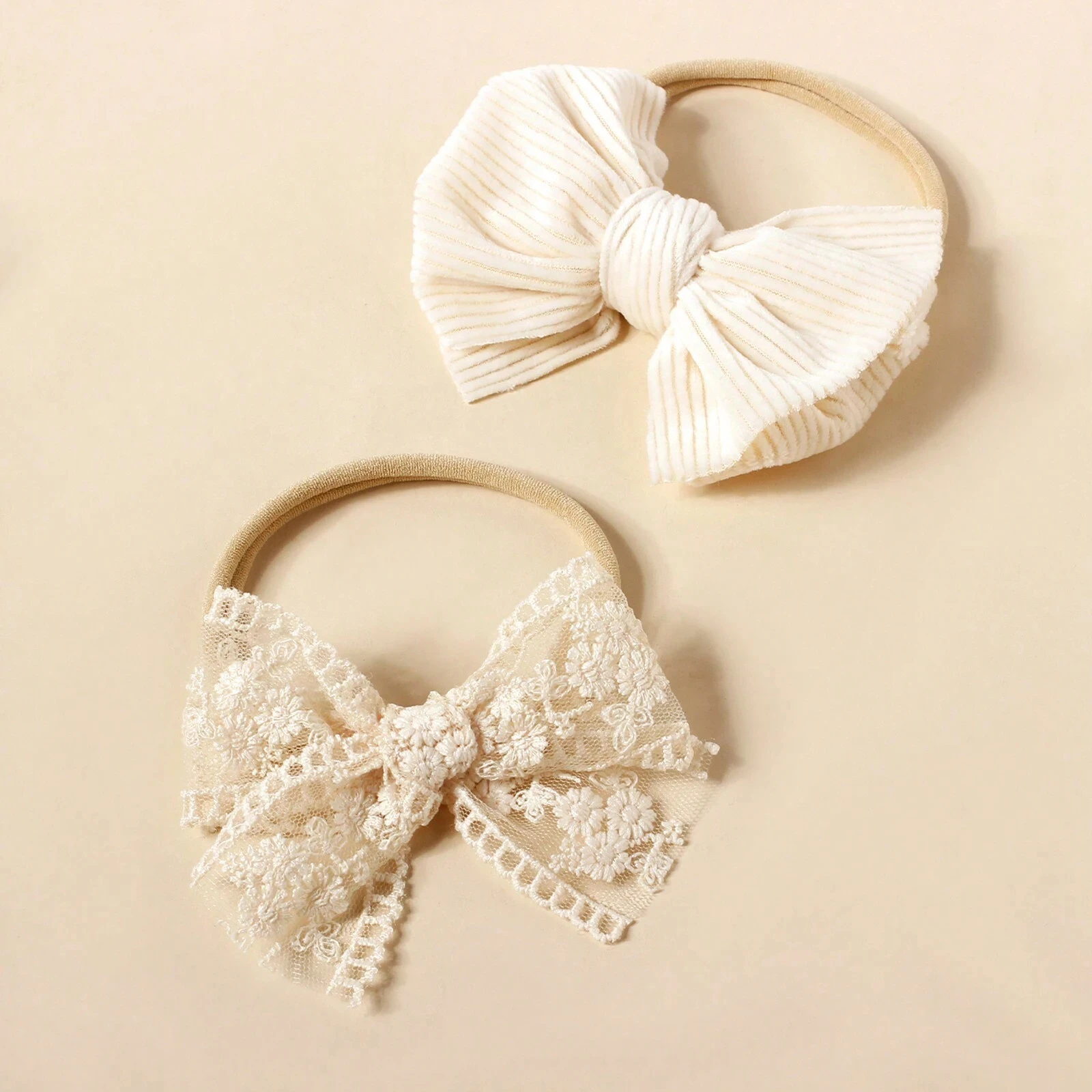 5pcs Beige Fashion Hair Accessories Different Style Girls Bow Hairband Toddler Daily Decor Floral Headband