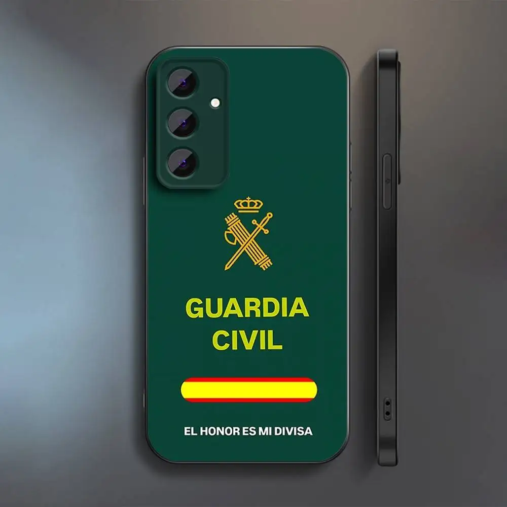 スペインガード民間エンブレム電話ケースサムスン S 25、24、23、22、30、21、10、9、ウルトラ、プラス、ライト、FE、4、5 G ソフトブラックケース