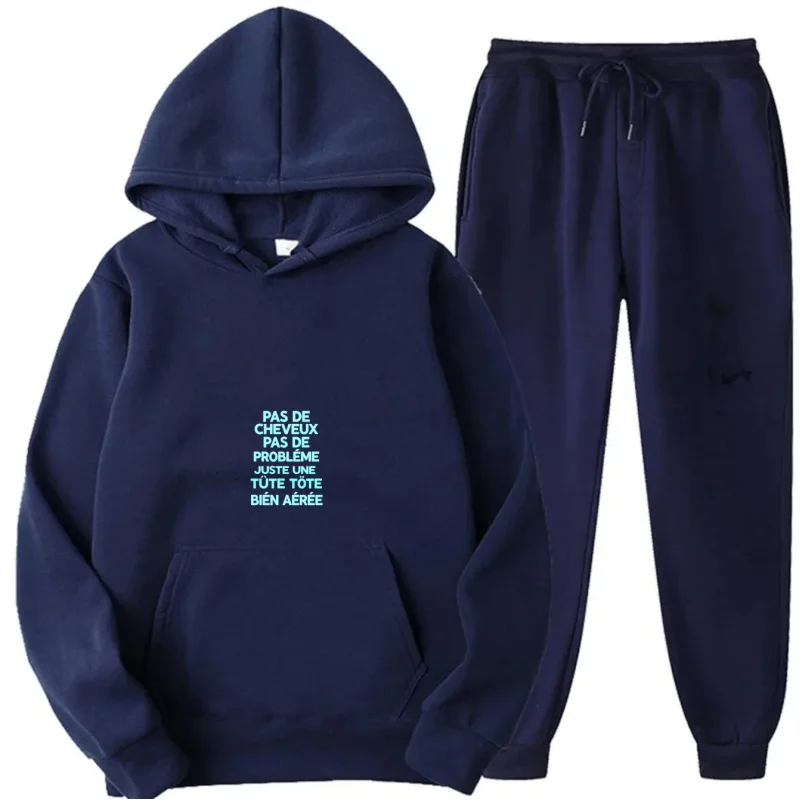 طقم هوديي رمادي بنص مطبوع على الأمام #5