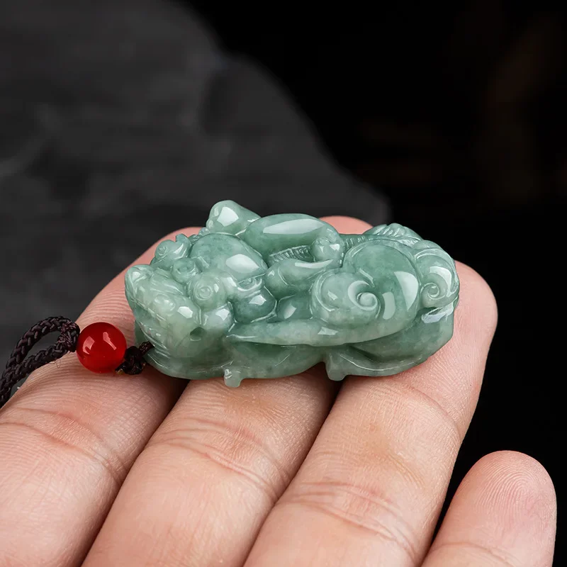 

Burmese Jade Pixiu Pendant Green Gifts for Women Natural Charm Real Jewelry Emerald Amulet Jadeite Charms Necklace Gemstones