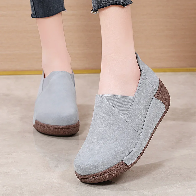 Fashion Spring Autumn Women Flats Platform Loafers Ladies Genuine Leather Comfort Wedge Moccasins Orthopedic Slip on Sneaker