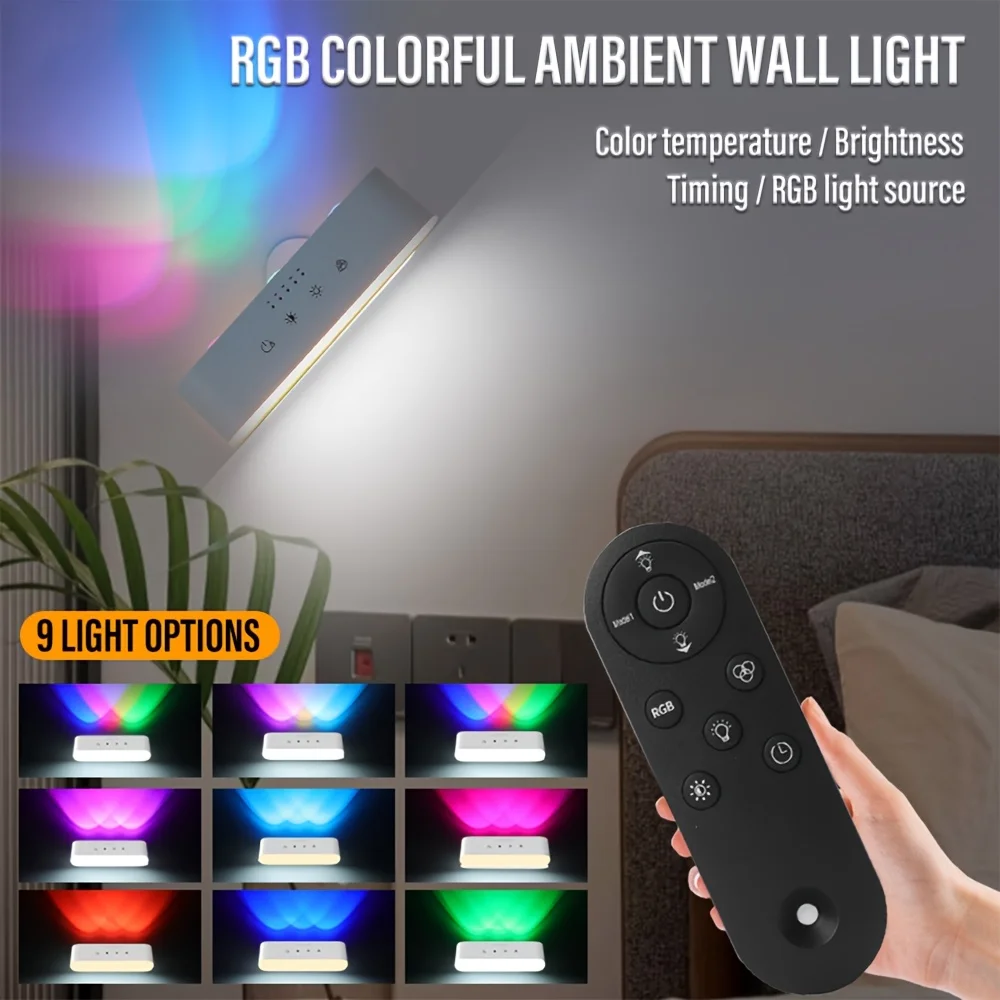 ضوء ذكي قابل لإعادة الشحن عبر USB يعمل بالتحكم عن بعد RGB وإضاءة بيضاء قابلة للتعتيم مع وظيفة الموقت #1