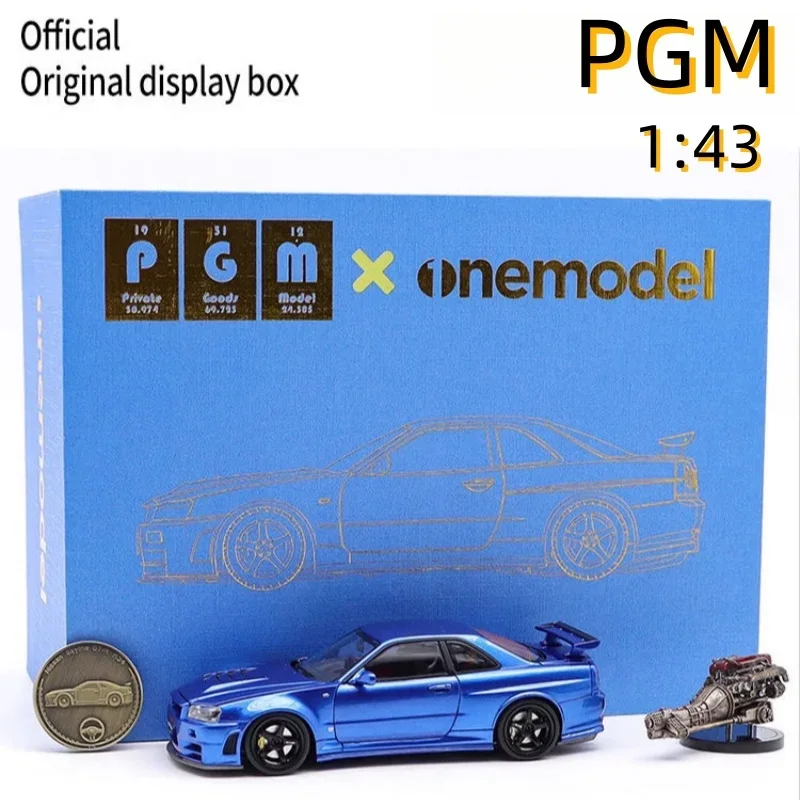 Edición limitada 1:43 Nissan GTR R34 Z-TUNE modelo de simulación fundida a presión de aleación de motor azul, decoración para adultos, juguete para niños, regalo para niños