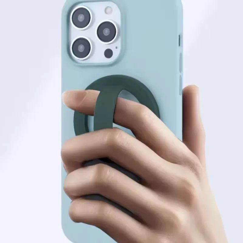 Pegangan Ponsel Silikon Magnetik Nyaman Bentuk Lingkaran untuk MagSafe, Daya Cengkeram Kuat untuk iPhone 17 16 15/14/13 Android