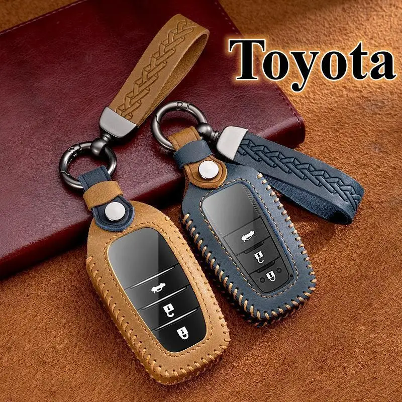 

Top Leather Car Remote Key Case Cover Shell Fob For Toyota Corolla Prius Camry CHR C-HR RAV4 Altis Land Cruiser Prado Keyless