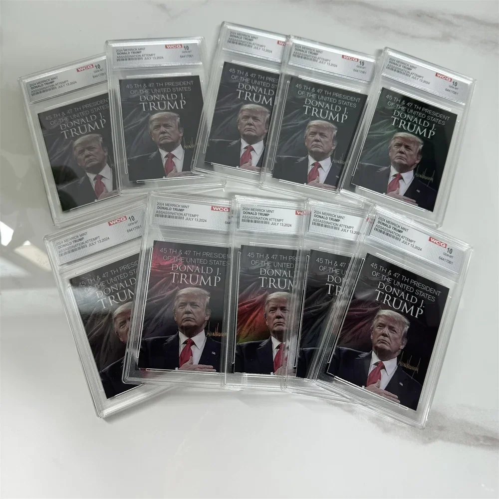 10pcs Trump 2024 trust Custom trading card portrait collections  greeting cards Save America souvenir card with plastic case