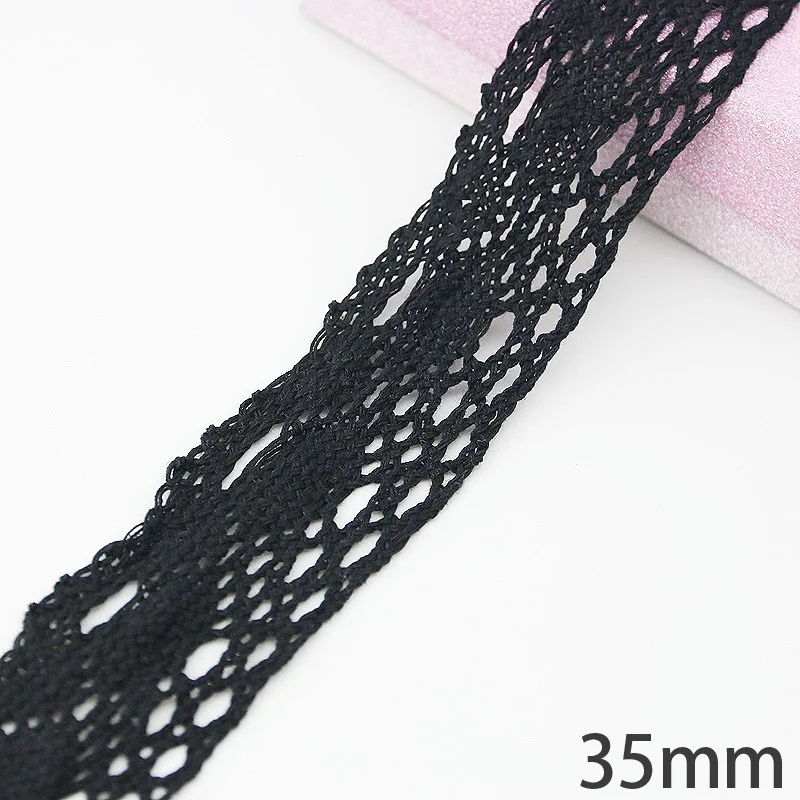 (5 Meters/roll) Black Cotton Embroidery Hollow Out Ribbon Fabric Decoration DIY Decorative Sewing Handmade Craft Materials